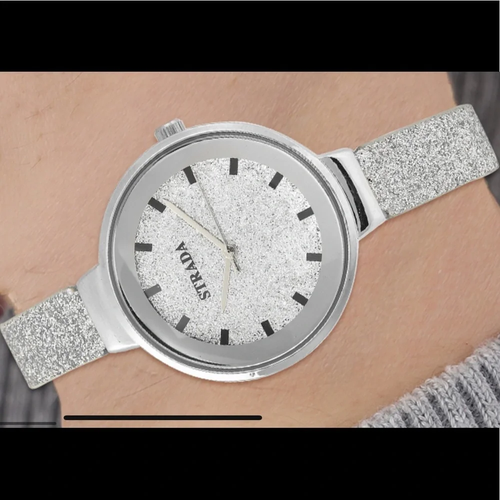 Silver Stardust Watch with Faux Leather Strap